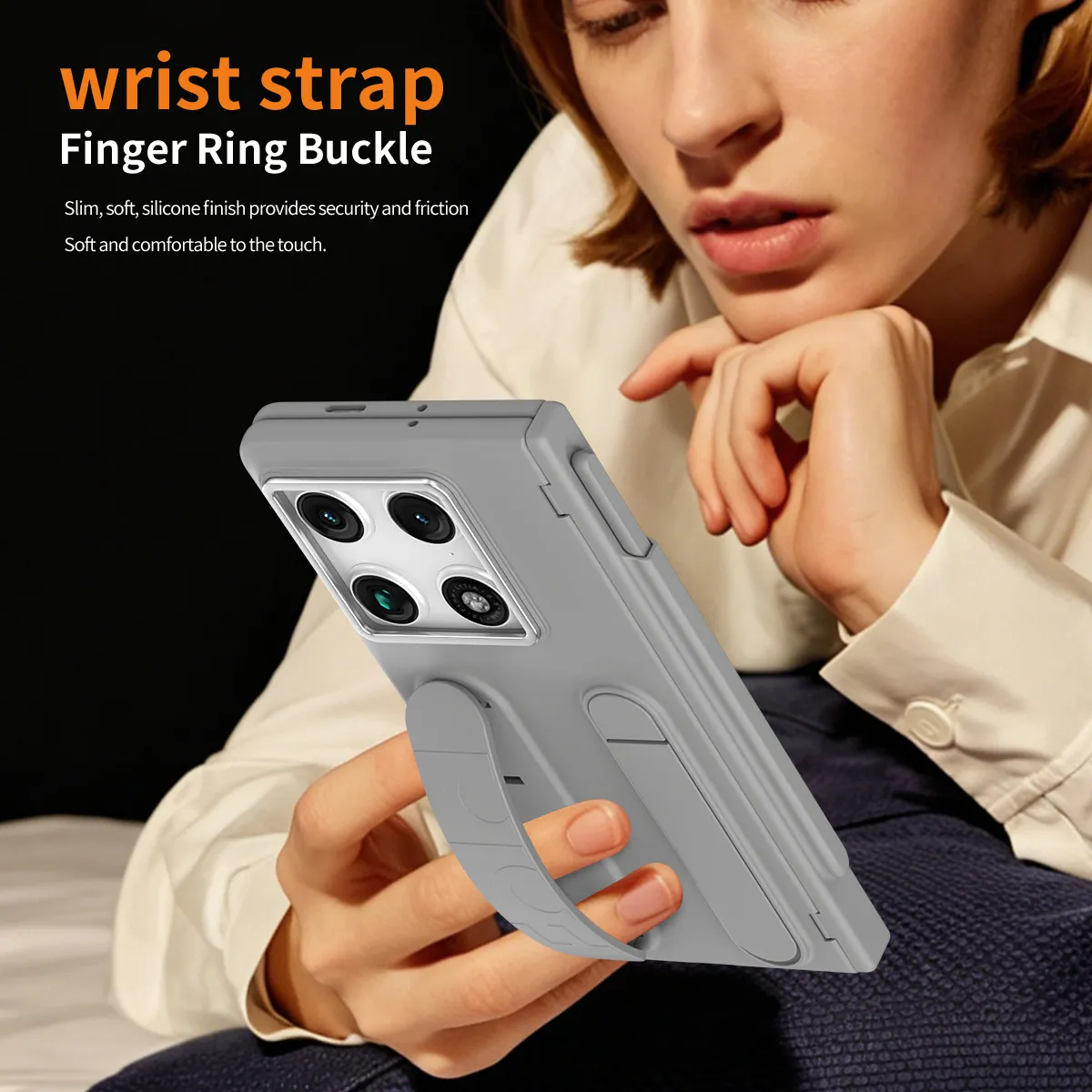 Compatible with Moto Razr Fold phone case, Motorola folding pen slot wrist strap hinge case, integrated protective film