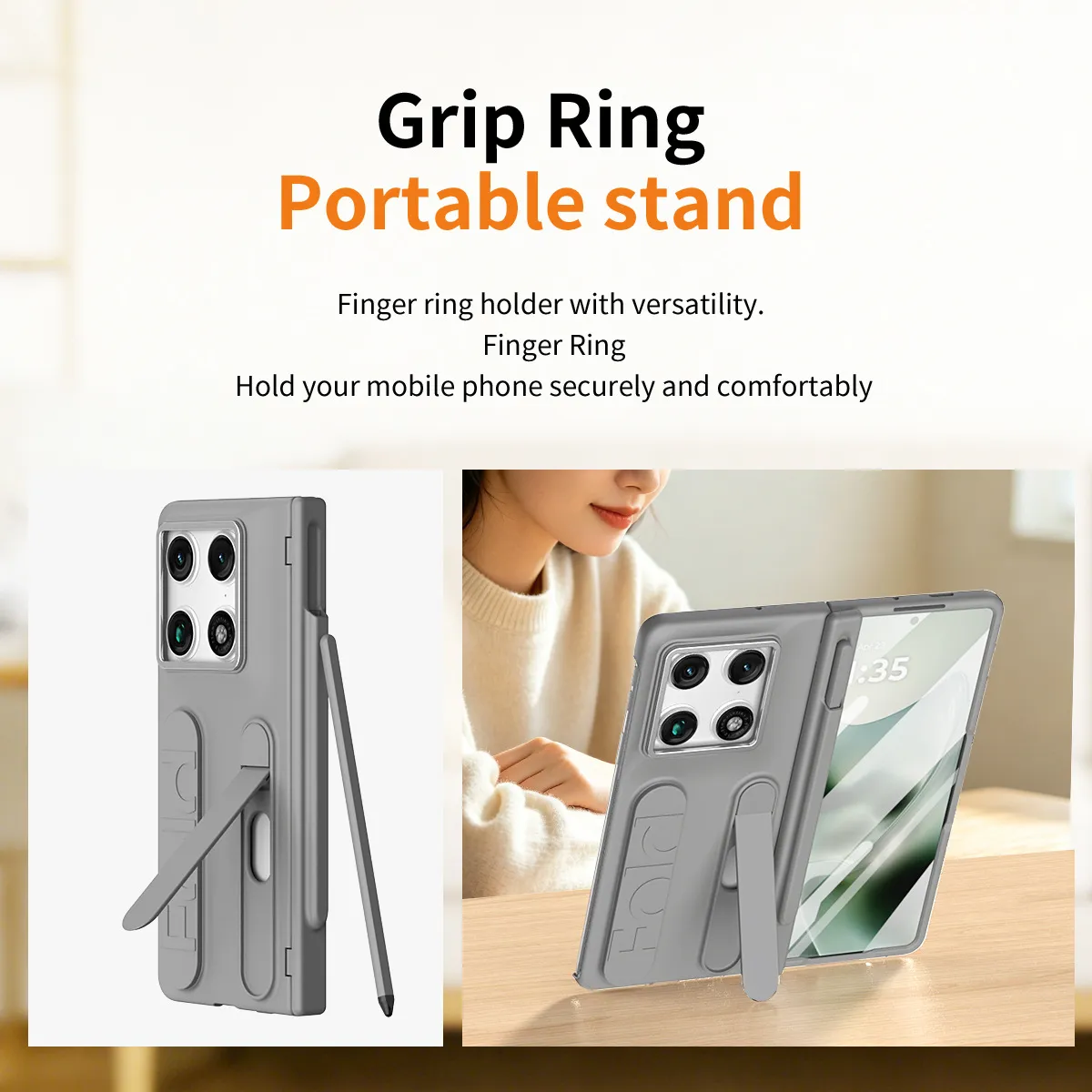 Compatible with Moto Razr Fold phone case, Motorola folding pen slot wrist strap hinge case, integrated protective film