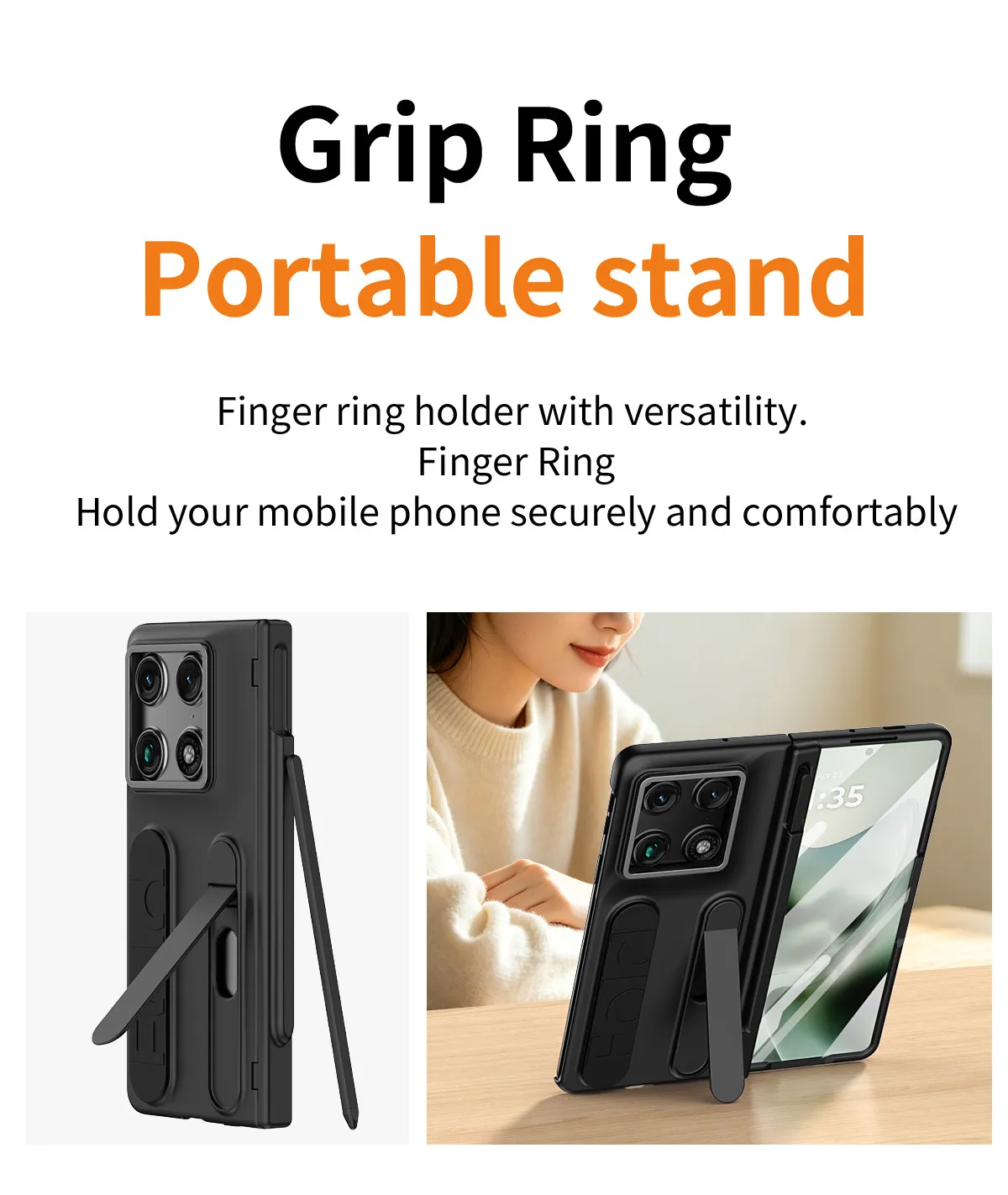 Compatible with Moto Razr Fold phone case, Motorola folding pen slot wrist strap hinge case, integrated protective film