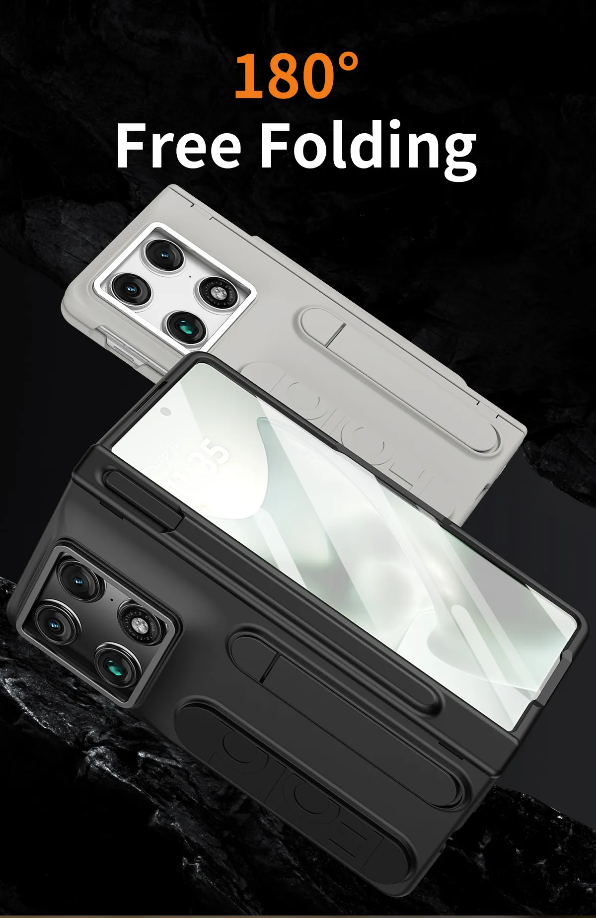 Compatible with Moto Razr Fold phone case, Motorola folding pen slot wrist strap hinge case, integrated protective film