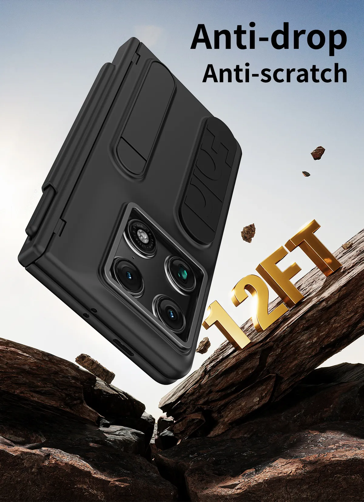 Compatible with Moto Razr Fold phone case, Motorola folding pen slot wrist strap hinge case, integrated protective film