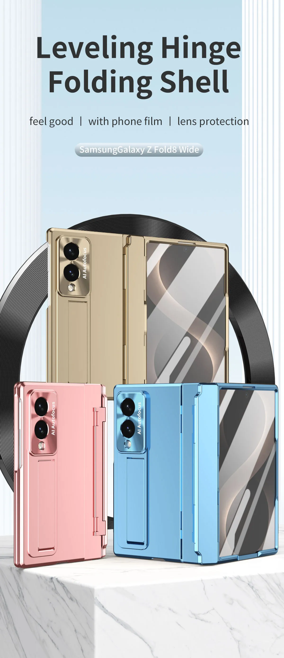 Samsung Zfold 8 Wide Phone Case FOLD8 Flat Hinge Folding Protective Case Electroplated Pen Slot Drop Protection Applicable