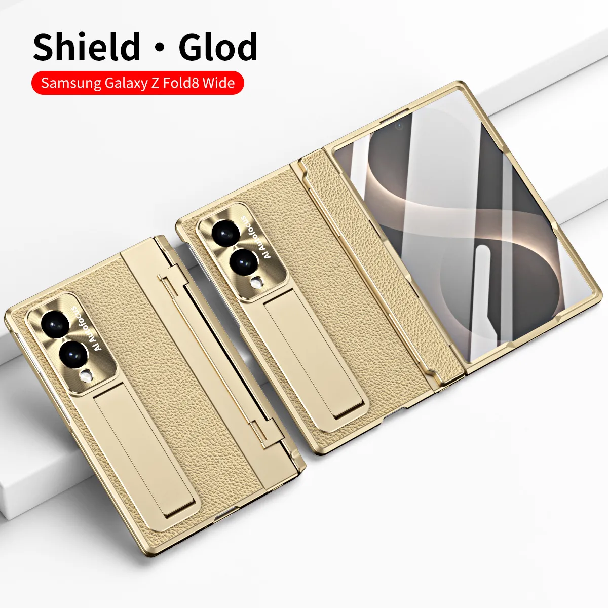 Samsung Fold8 Wide Phone Case with Flat Hinge, Vegan Leather, Pen Slot, Drop-Proof Protection