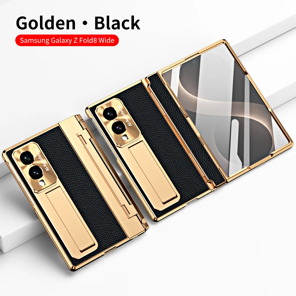 Samsung Fold8 Wide Phone Case with Flat Hinge, Vegan Leather, Pen Slot, Drop-Proof Protection