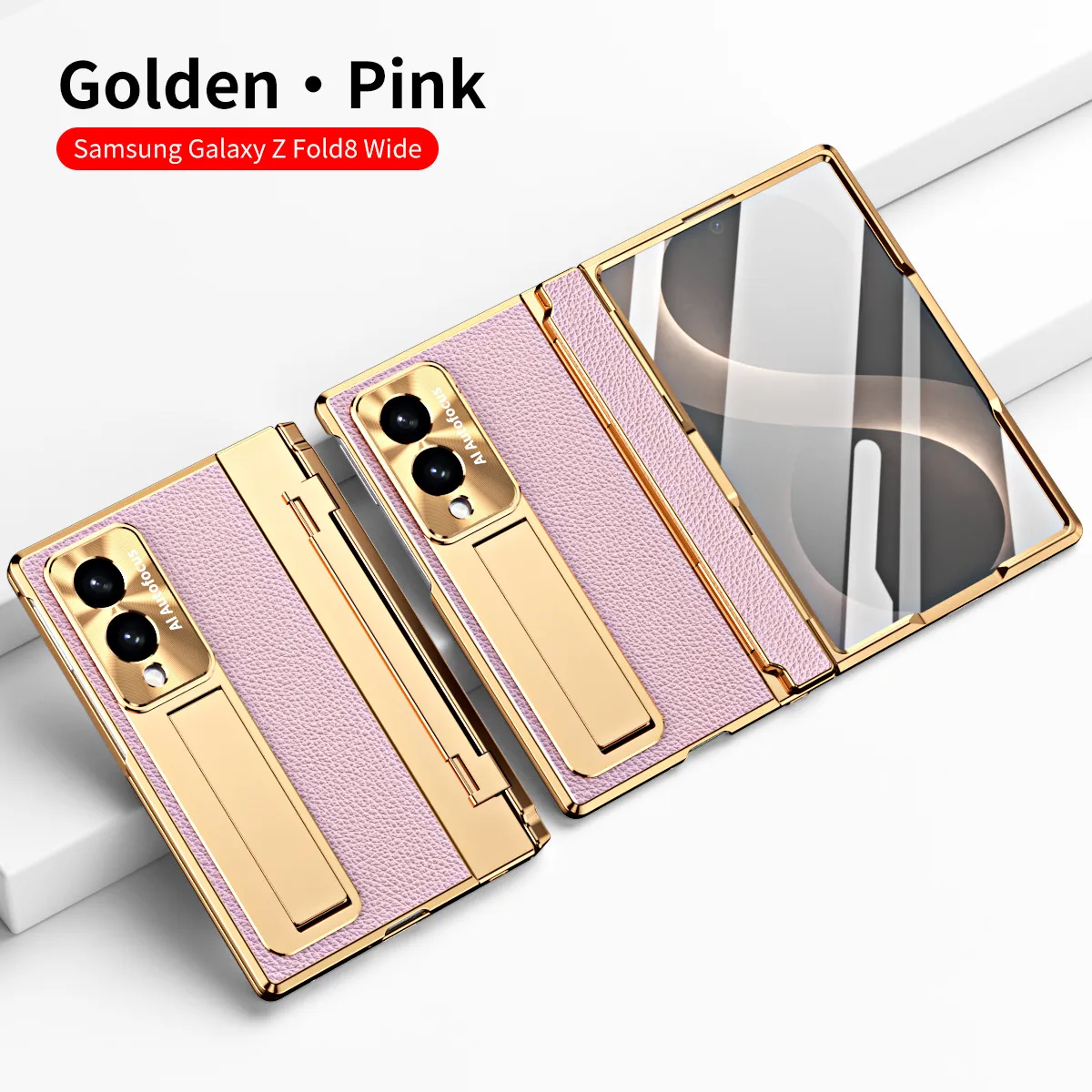 Samsung Fold8 Wide Phone Case with Flat Hinge, Vegan Leather, Pen Slot, Drop-Proof Protection