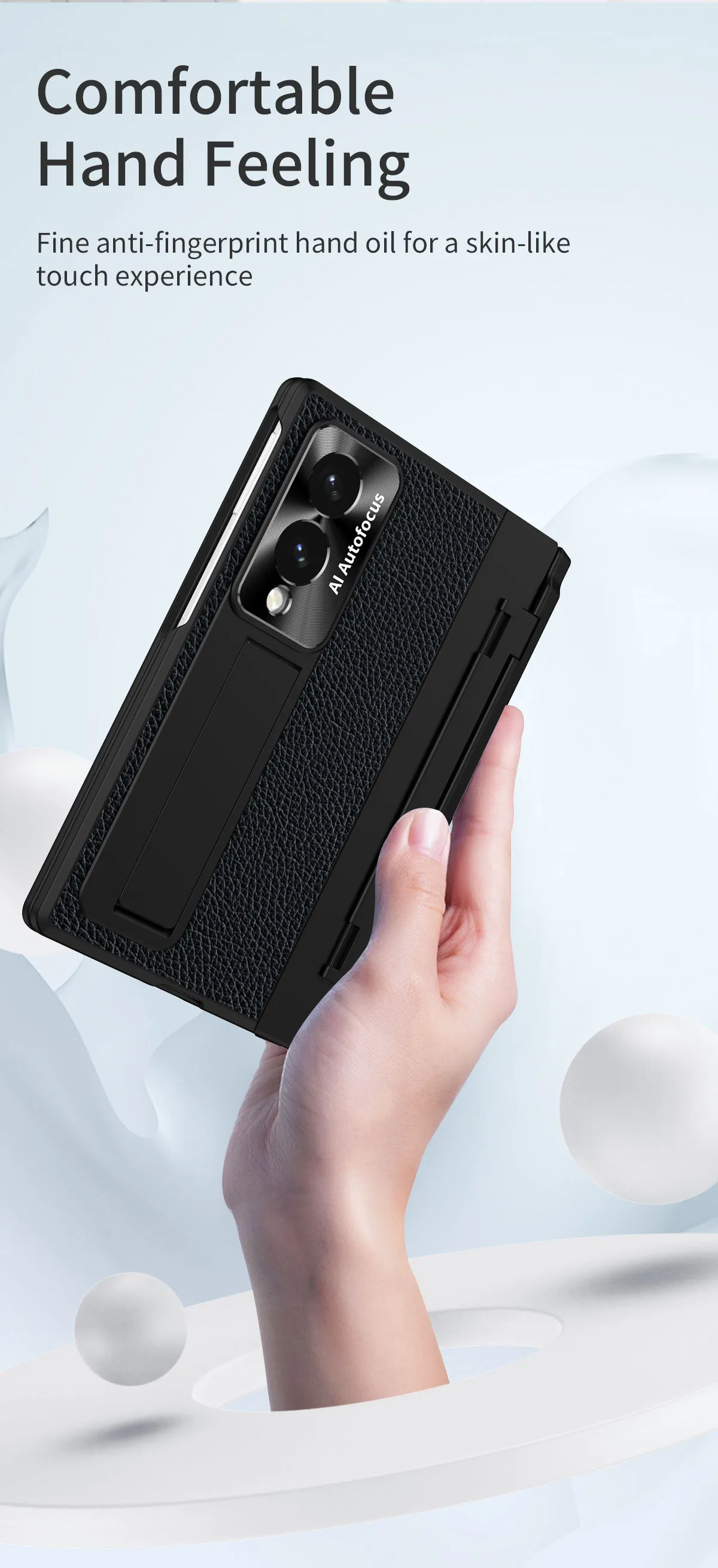 Samsung Fold8 Wide Phone Case with Flat Hinge, Vegan Leather, Pen Slot, Drop-Proof Protection