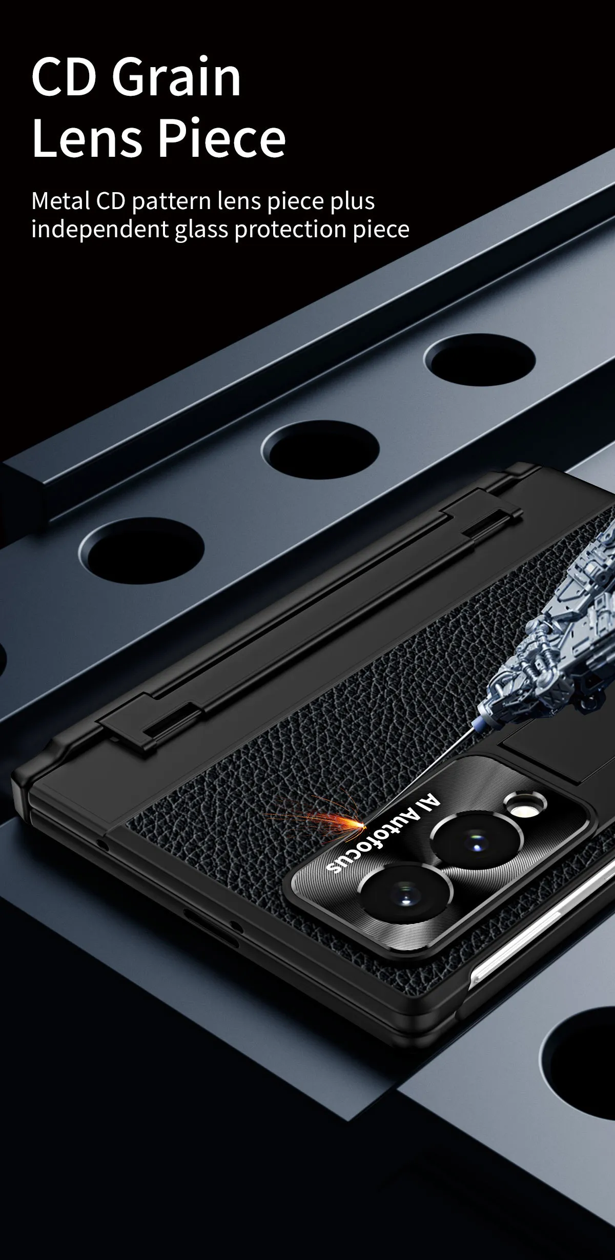 Samsung Fold8 Wide Phone Case with Flat Hinge, Vegan Leather, Pen Slot, Drop-Proof Protection