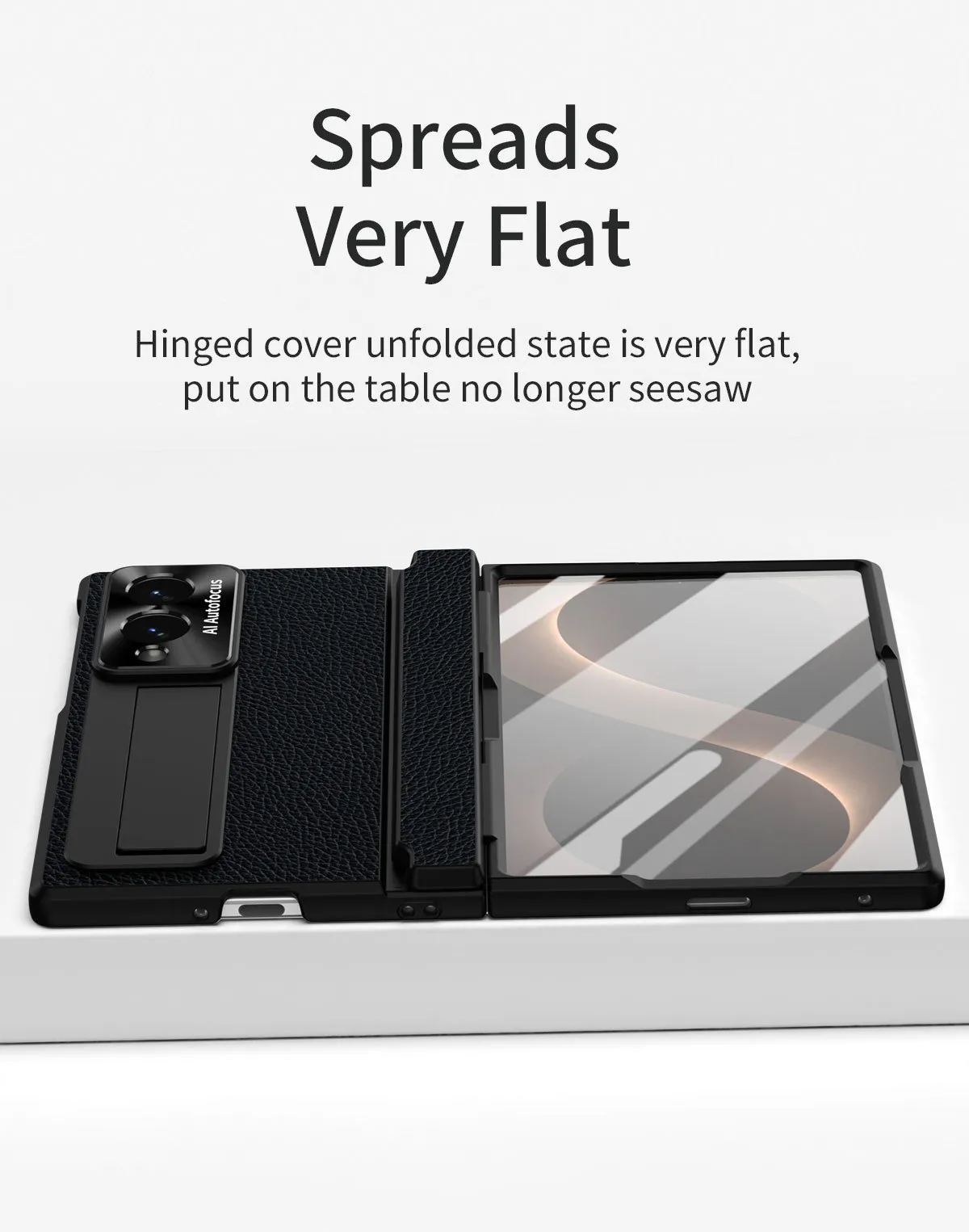 Samsung Fold8 Wide Phone Case with Flat Hinge, Vegan Leather, Pen Slot, Drop-Proof Protection