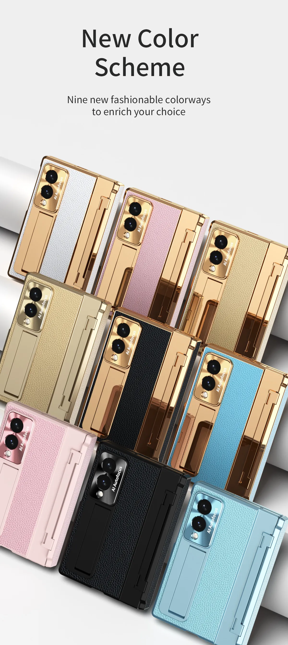 Samsung Fold8 Wide Phone Case with Flat Hinge, Vegan Leather, Pen Slot, Drop-Proof Protection