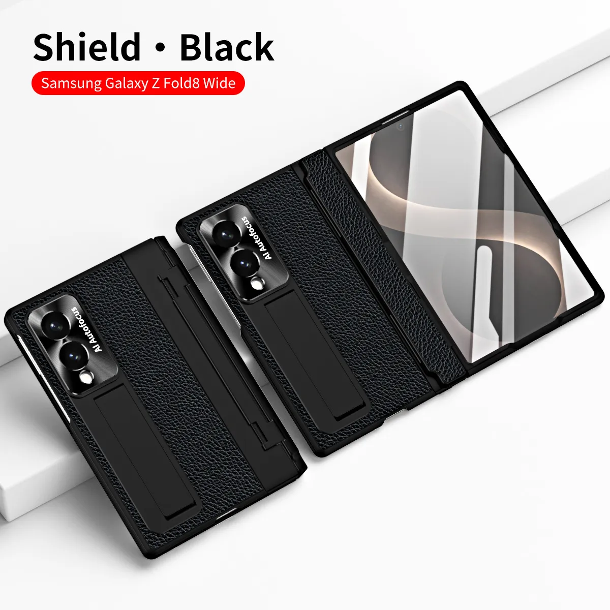 Samsung Fold8 Wide Phone Case with Flat Hinge, Vegan Leather, Pen Slot, Drop-Proof Protection