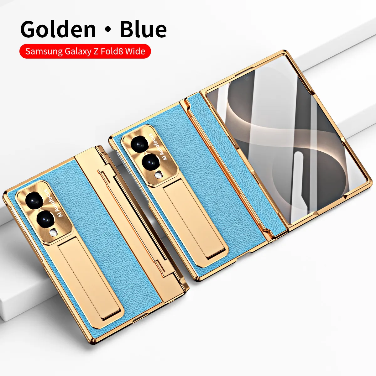 Samsung Fold8 Wide Phone Case with Flat Hinge, Vegan Leather, Pen Slot, Drop-Proof Protection