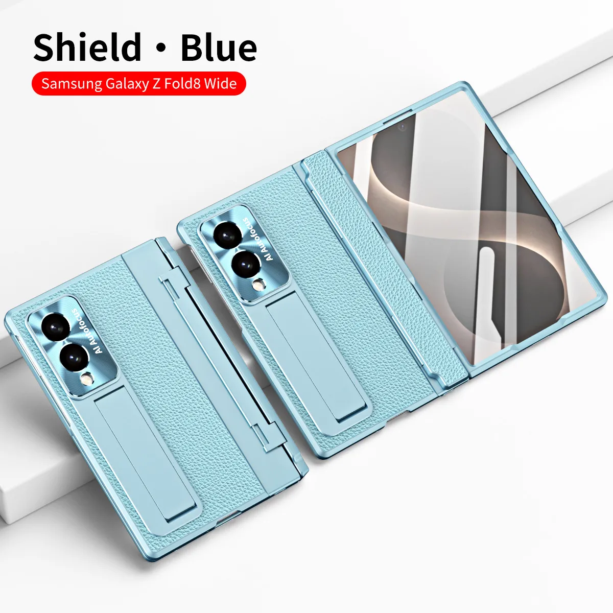Samsung Fold8 Wide Phone Case with Flat Hinge, Vegan Leather, Pen Slot, Drop-Proof Protection