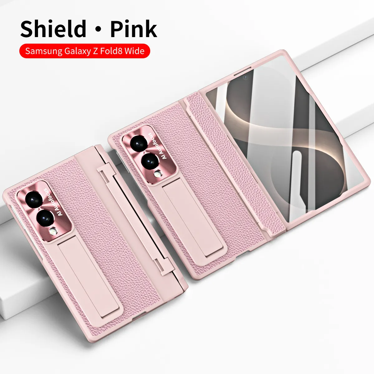 Samsung Fold8 Wide Phone Case with Flat Hinge, Vegan Leather, Pen Slot, Drop-Proof Protection