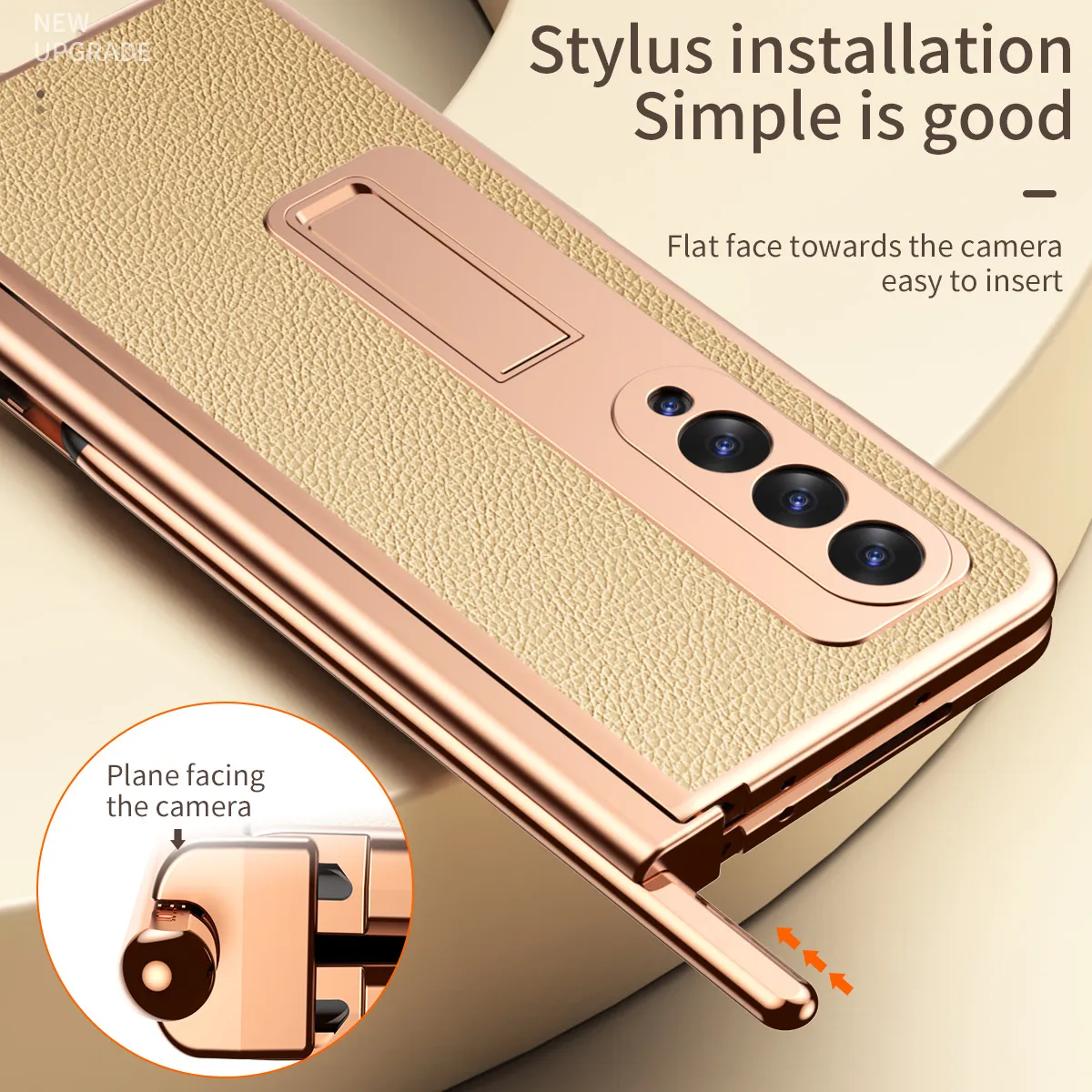 Samsung Fold4 phone case with pen slot, S Pen pen, vegan leather protective case, FOLD3 full coverage, drop protection.