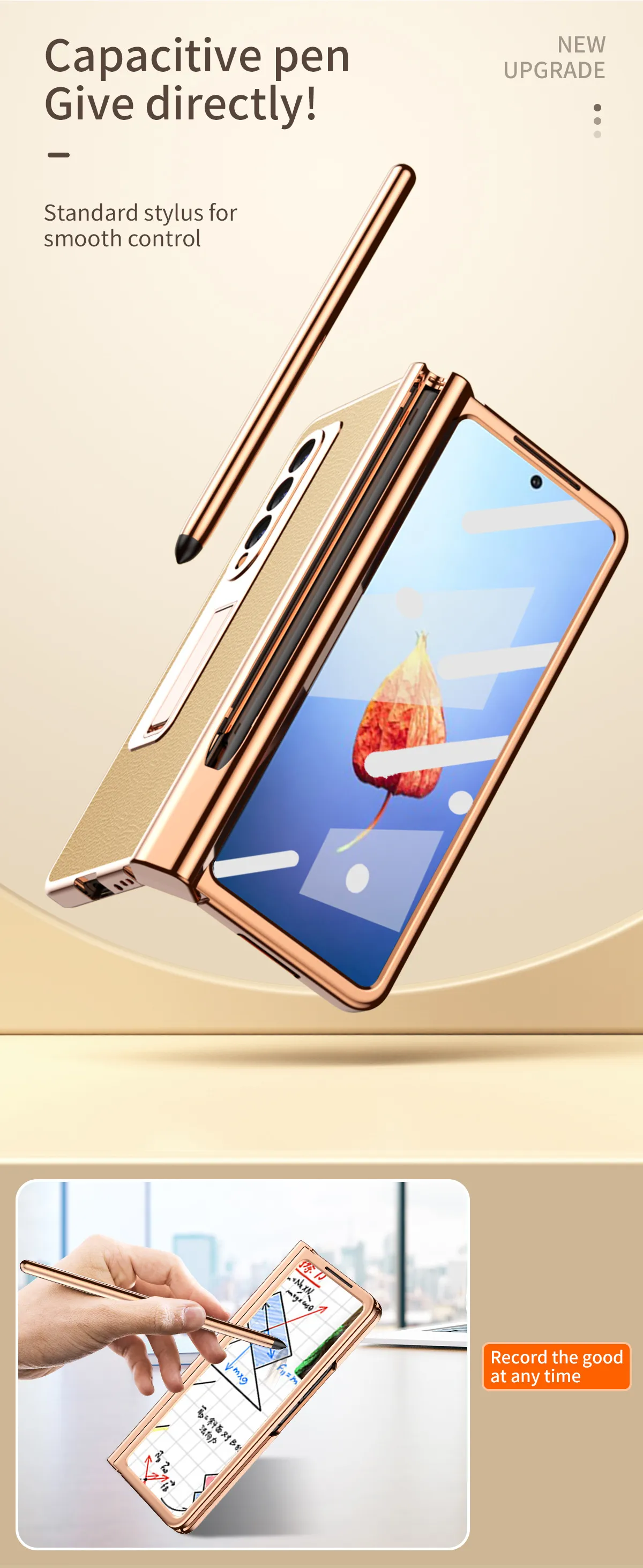 Samsung Fold4 phone case with pen slot, S Pen pen, vegan leather protective case, FOLD3 full coverage, drop protection.
