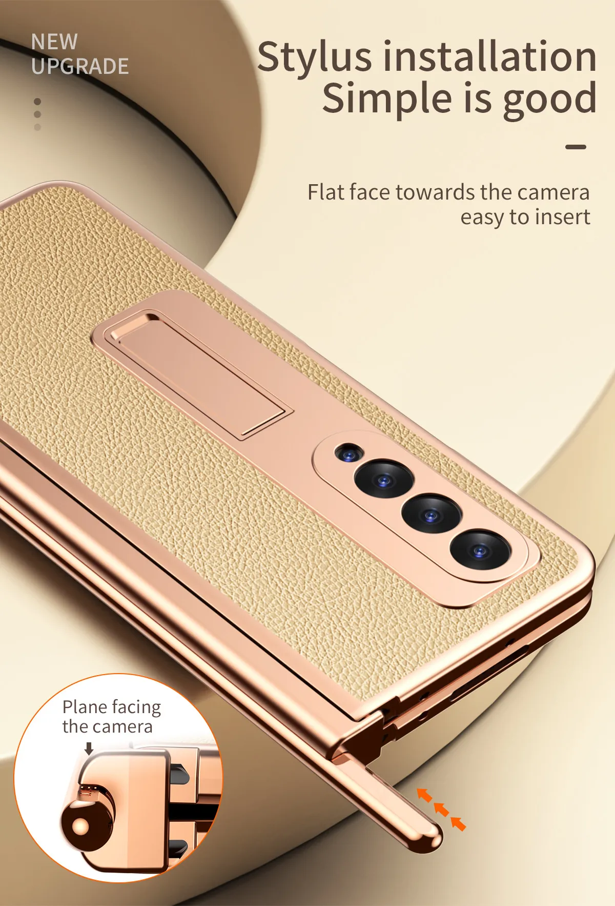 Samsung Fold4 phone case with pen slot, S Pen pen, vegan leather protective case, FOLD3 full coverage, drop protection.