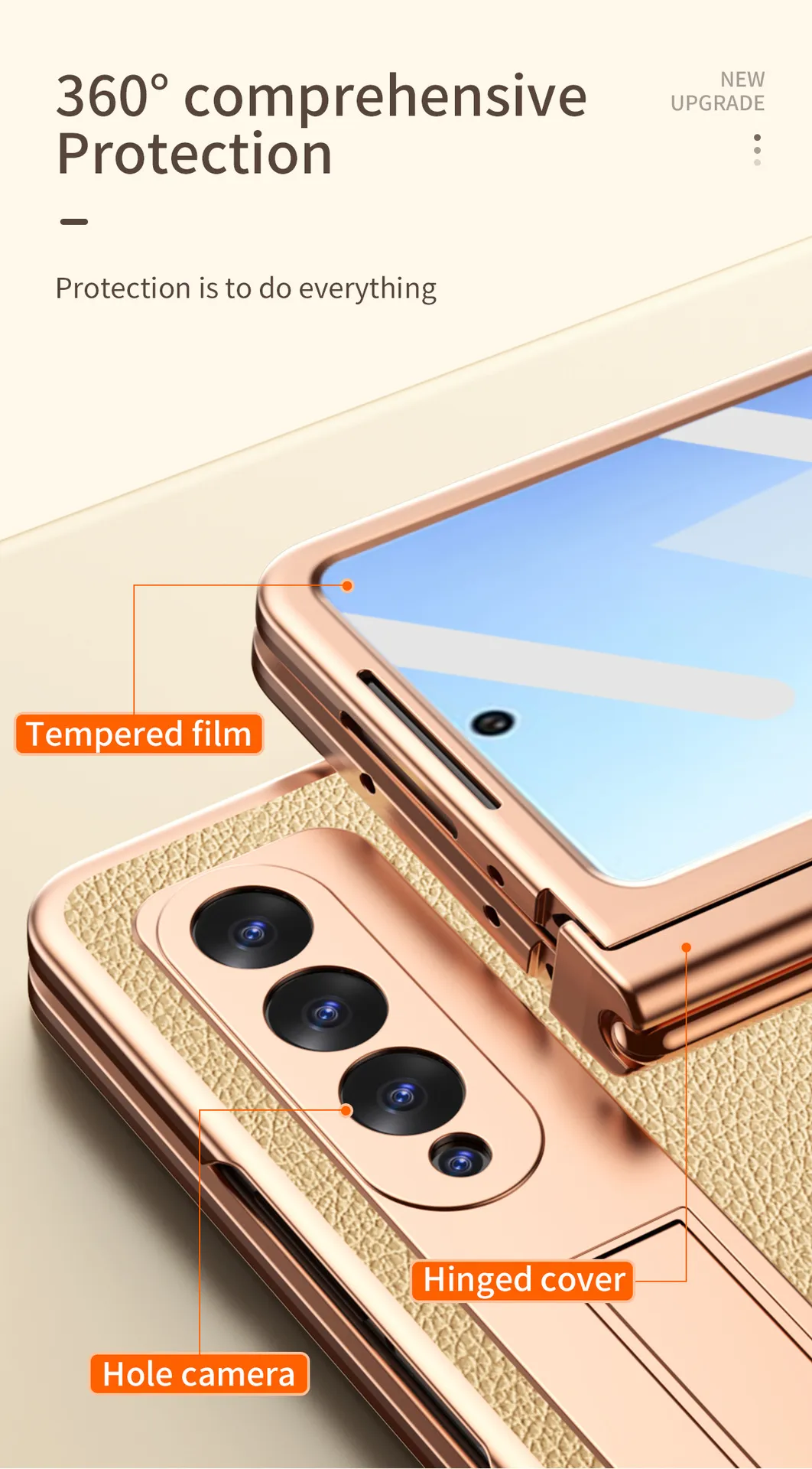 Samsung Fold4 phone case with pen slot, S Pen pen, vegan leather protective case, FOLD3 full coverage, drop protection.