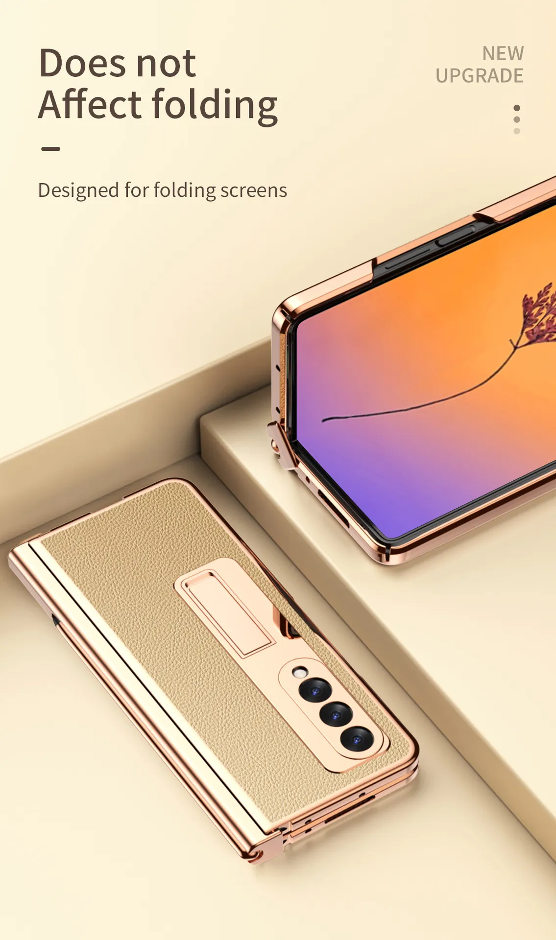 Samsung Fold4 phone case with pen slot, S Pen pen, vegan leather protective case, FOLD3 full coverage, drop protection.