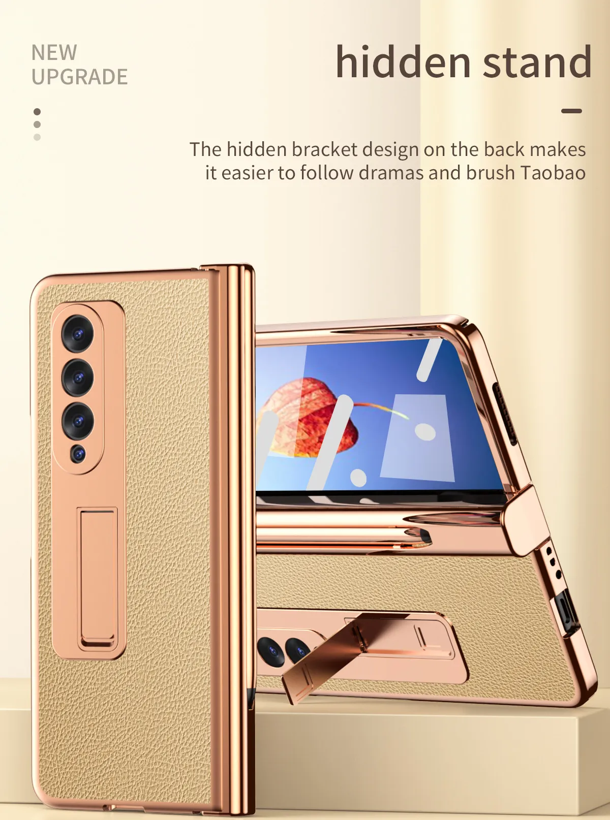 Samsung Fold4 phone case with pen slot, S Pen pen, vegan leather protective case, FOLD3 full coverage, drop protection.