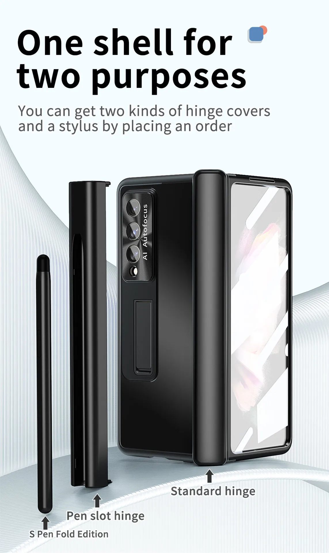 Compatible with Samsung Zfold4 phone case, aluminum alloy hinge, folding protective case, ZFOLD3 pen slot, S Pen stylus.