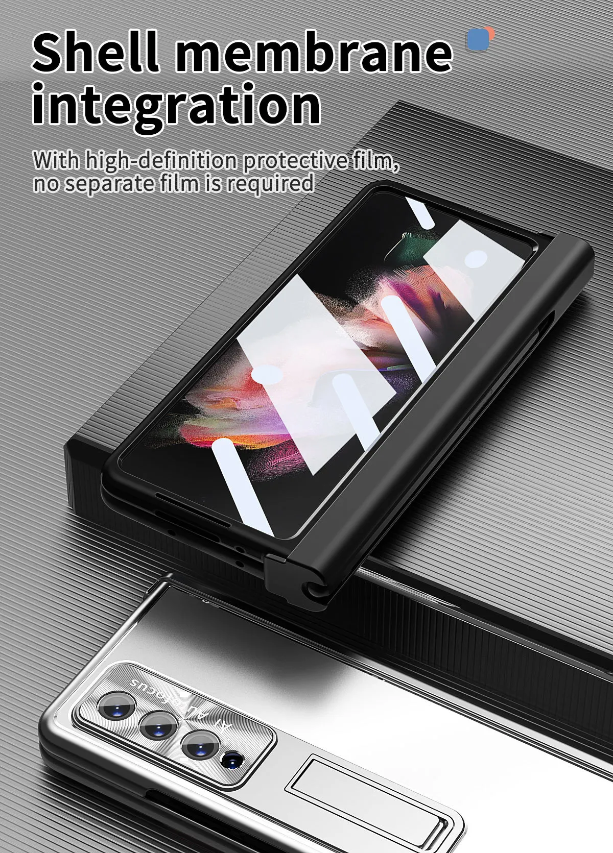 Compatible with Samsung Zfold4 phone case, aluminum alloy hinge, folding protective case, ZFOLD3 pen slot, S Pen stylus.