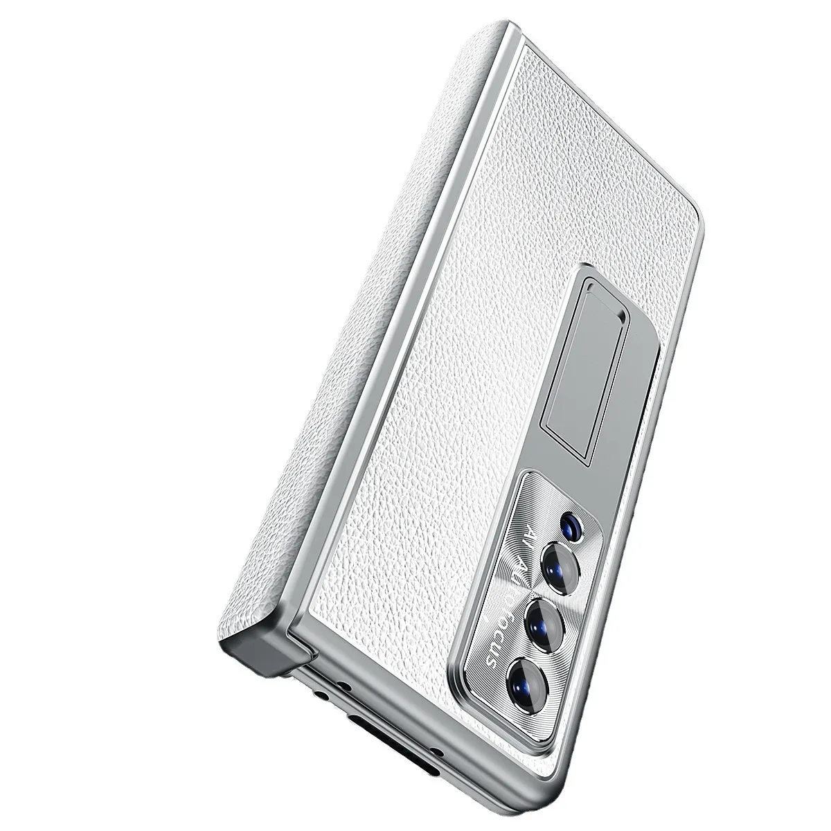 Compatible with Samsung Zfold4 phone case, magnetic hinge, vegan leather FOLD3 folding protective case, dual pen slots.