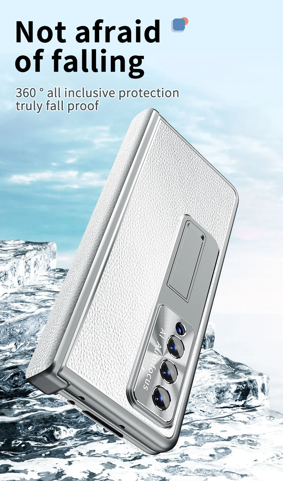 Compatible with Samsung Zfold4 phone case, magnetic hinge, vegan leather FOLD3 folding protective case, dual pen slots.