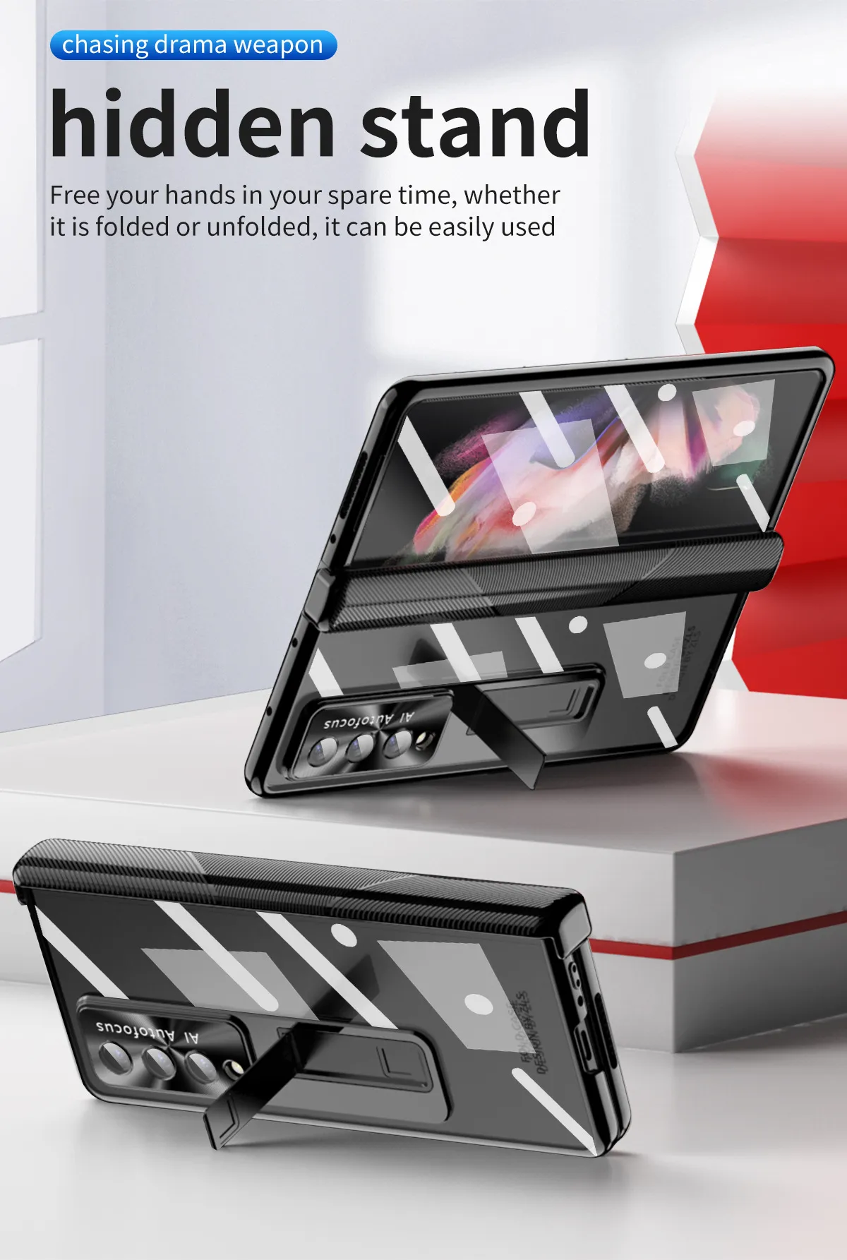 Samsung ZFold 4 Phone Case FOLD3 Magnetic Hinge Folding Protective Case W22 Electroplated Lens Film Leather Case