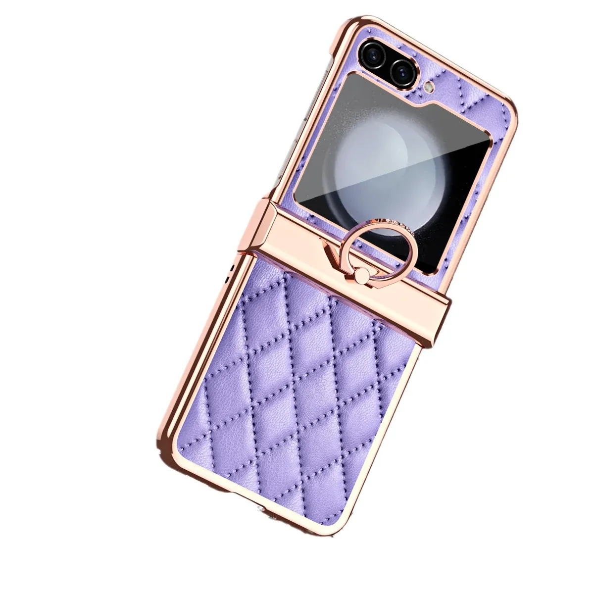 Samsung ZFlip 5 phone case, folding full-coverage hinge, Chanel-style FLIP 3 ring, drop-proof protective leather case.