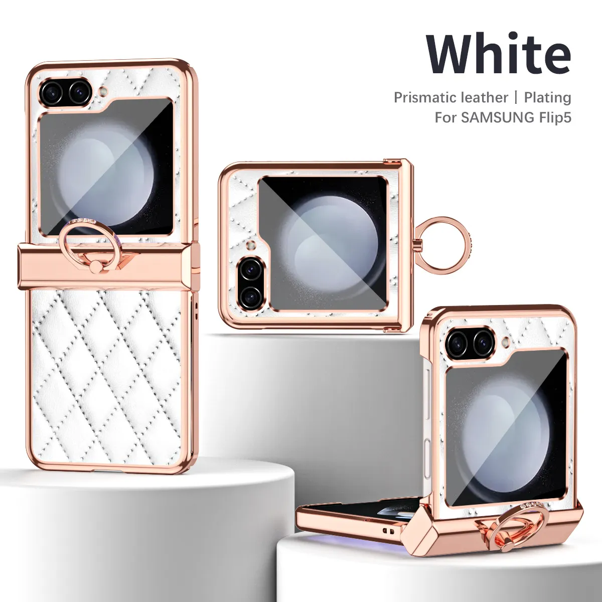 Samsung ZFlip 5 phone case, folding full-coverage hinge, Chanel-style FLIP 3 ring, drop-proof protective leather case.