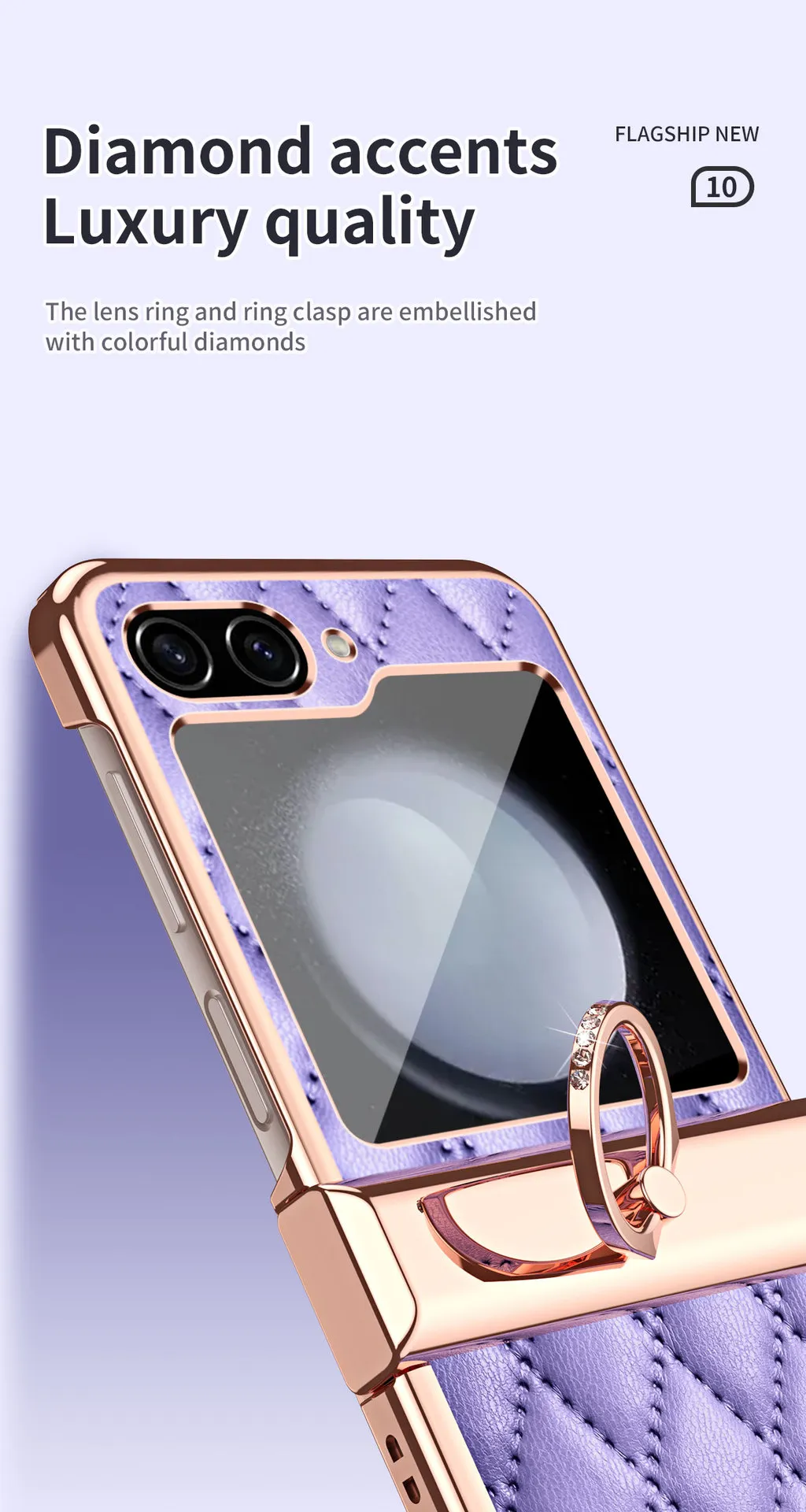 Samsung ZFlip 5 phone case, folding full-coverage hinge, Chanel-style FLIP 3 ring, drop-proof protective leather case.