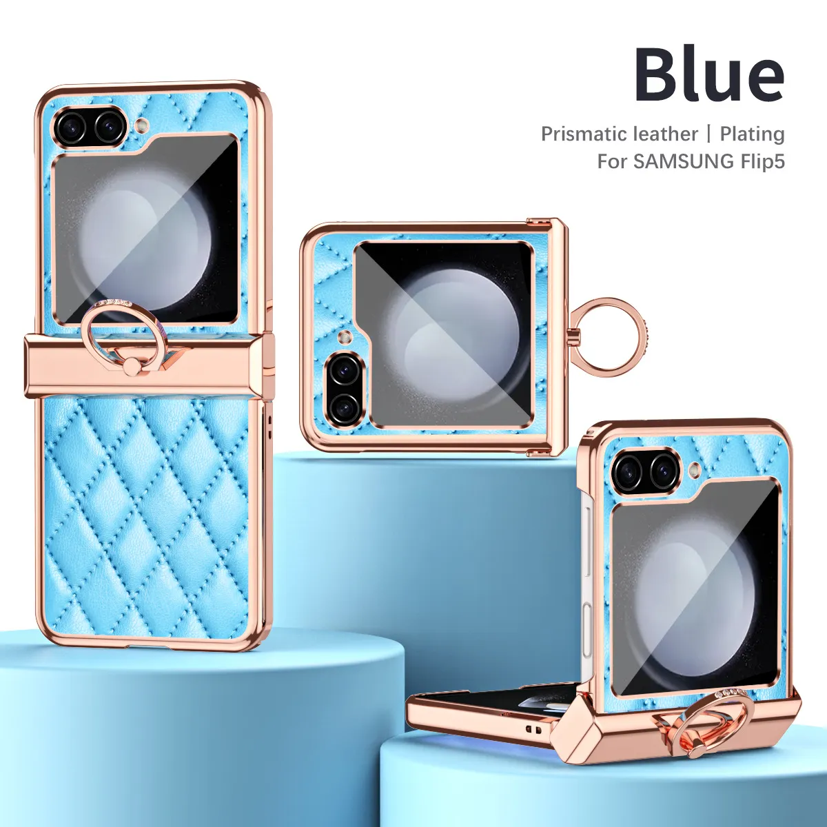 Samsung ZFlip 5 phone case, folding full-coverage hinge, Chanel-style FLIP 3 ring, drop-proof protective leather case.