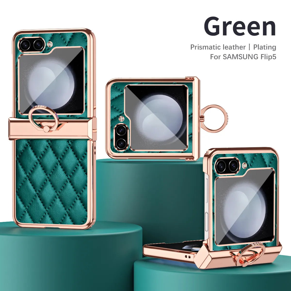 Samsung ZFlip 5 phone case, folding full-coverage hinge, Chanel-style FLIP 3 ring, drop-proof protective leather case.