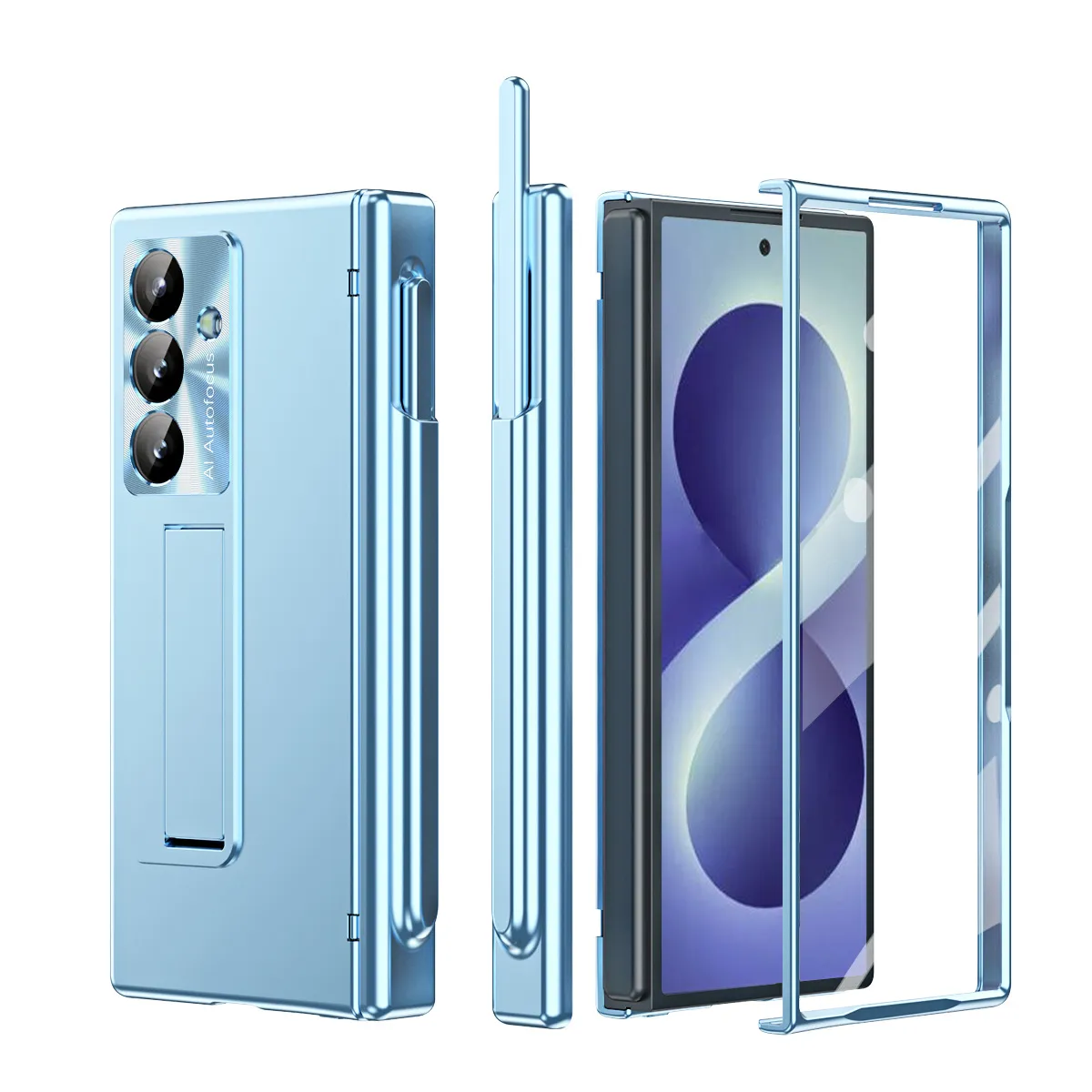 Samsung ZFold 8 Ultra phone case with magnetic hinge, electroplated lens coating, suitable for use with lenses.