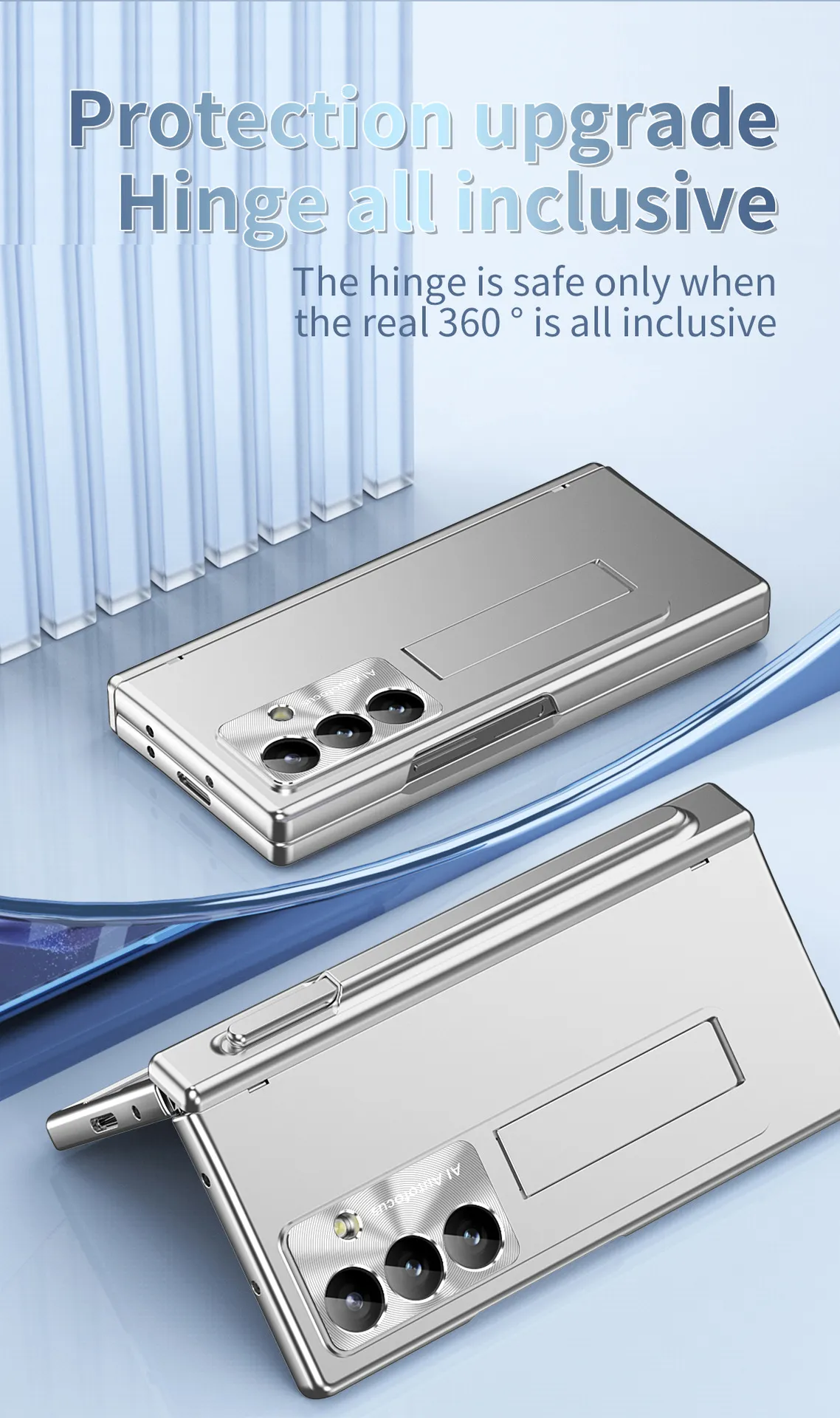Samsung ZFold 8 Ultra phone case with magnetic hinge, electroplated lens coating, suitable for use with lenses.