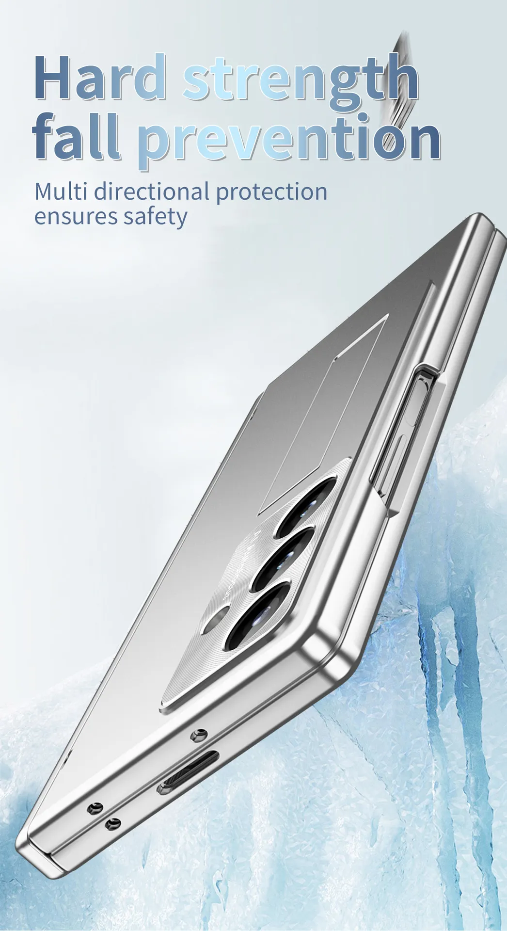 Samsung ZFold 8 Ultra phone case with magnetic hinge, electroplated lens coating, suitable for use with lenses.