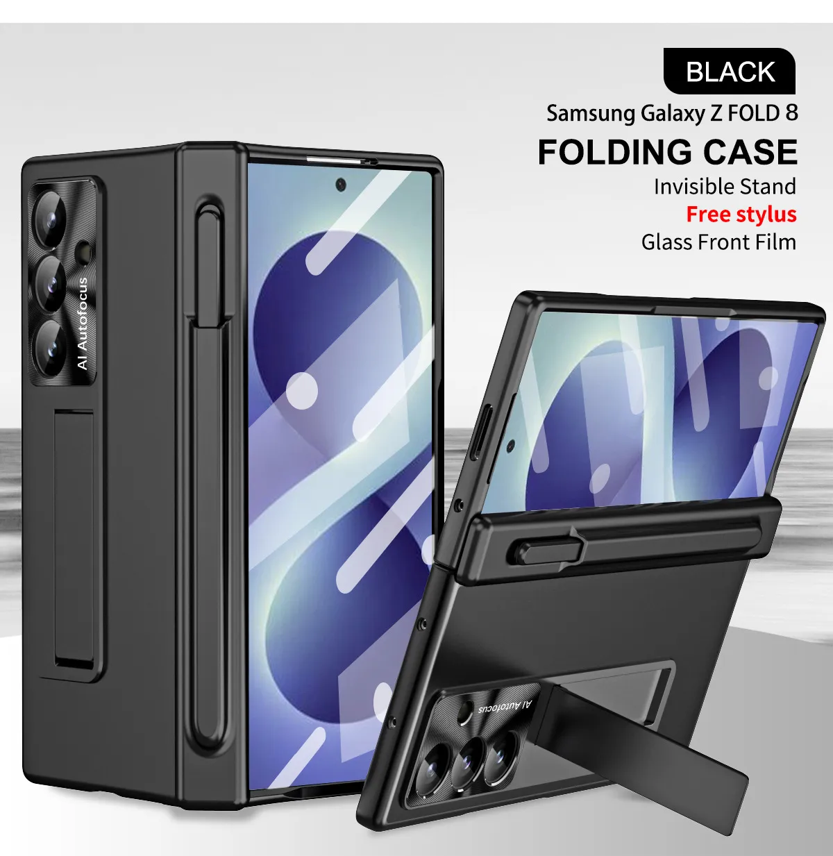 Samsung ZFold 8 Ultra phone case with magnetic hinge, electroplated lens coating, suitable for use with lenses.