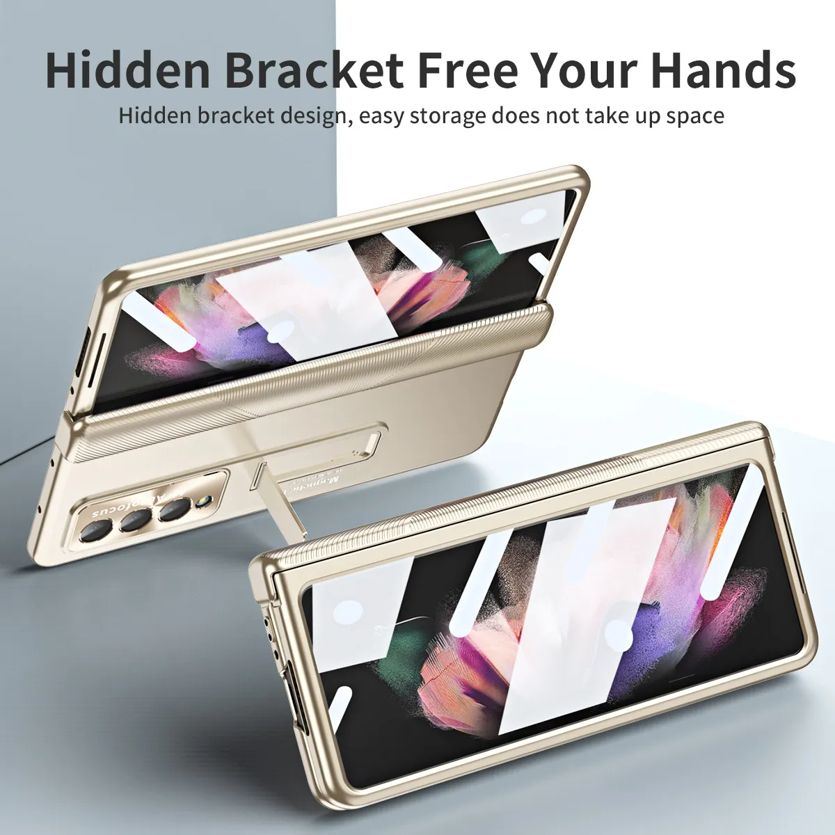 Samsung ZFold 4 Phone Case FOLD4 Magnetic Hinge Folding Protective Case W22 Electroplated Lens Film Leather Case