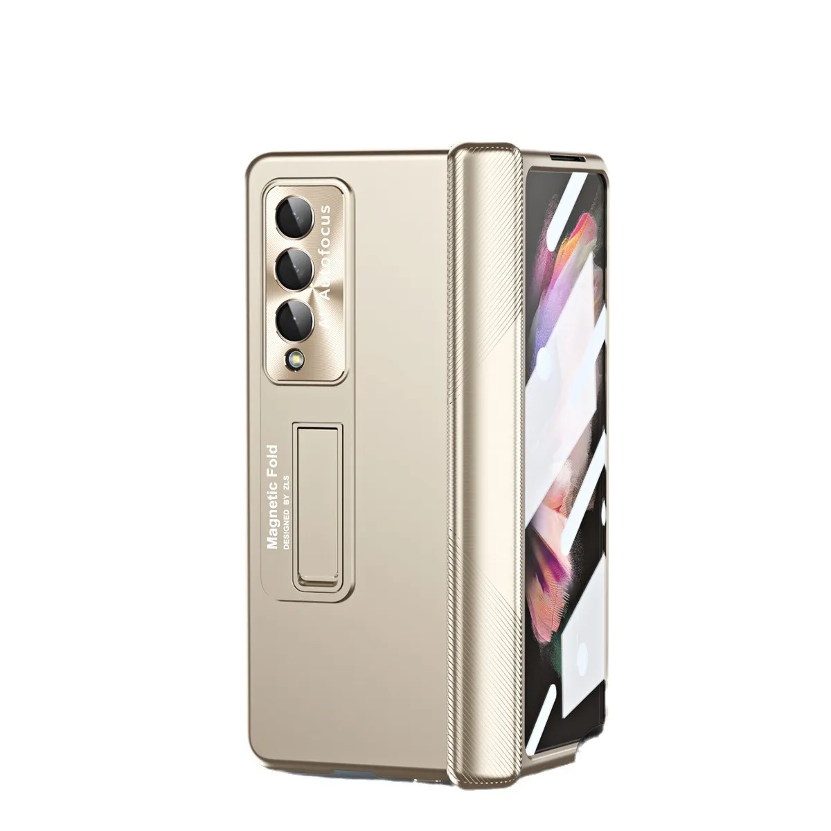 Samsung ZFold 4 Phone Case FOLD4 Magnetic Hinge Folding Protective Case W22 Electroplated Lens Film Leather Case