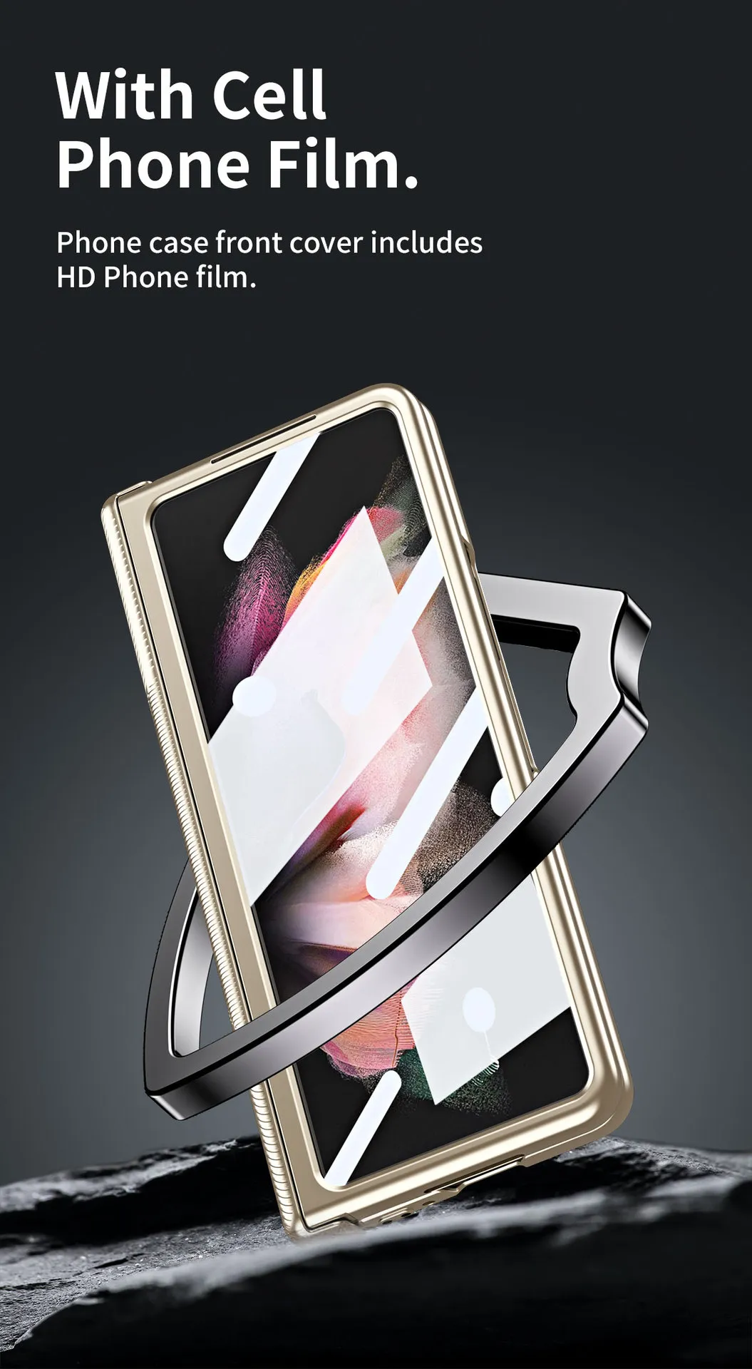 Samsung ZFold 4 Phone Case FOLD4 Magnetic Hinge Folding Protective Case W22 Electroplated Lens Film Leather Case