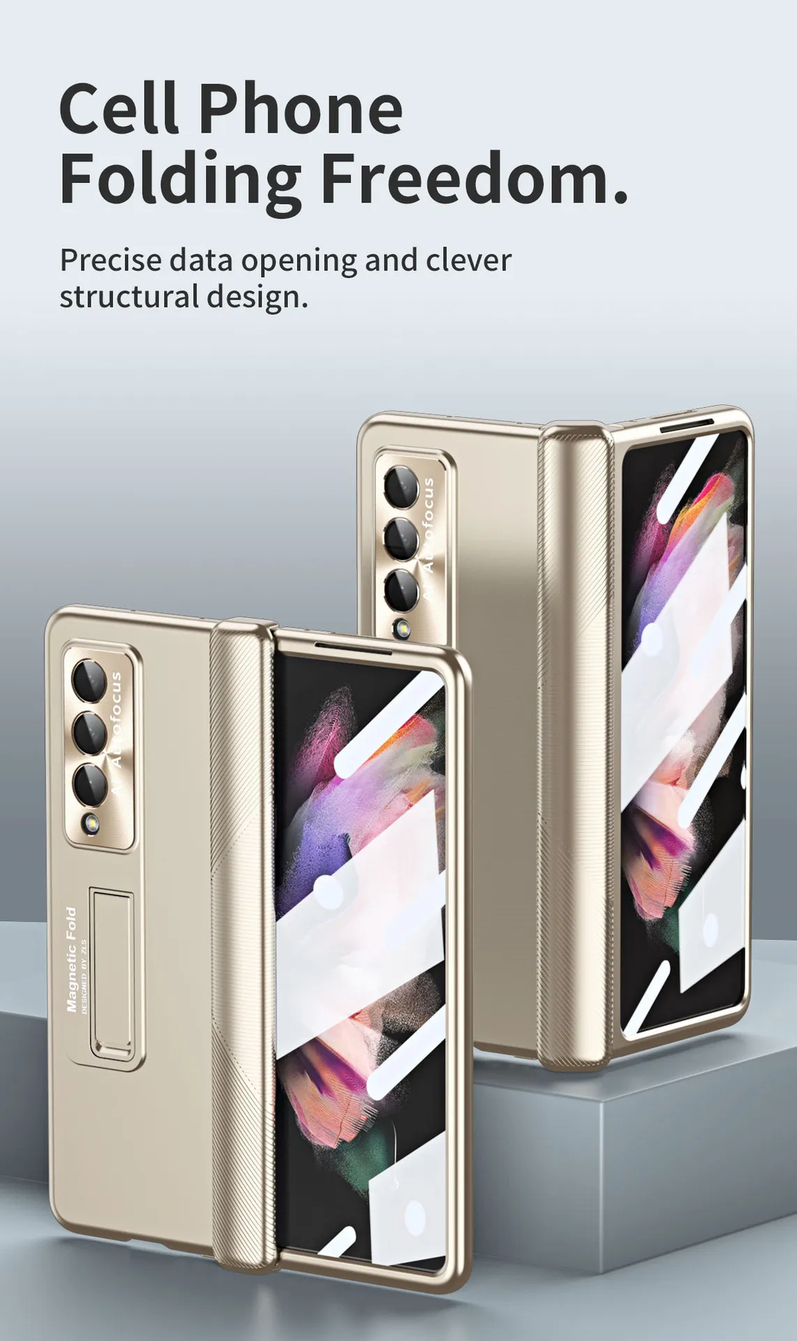 Samsung ZFold 4 Phone Case FOLD4 Magnetic Hinge Folding Protective Case W22 Electroplated Lens Film Leather Case