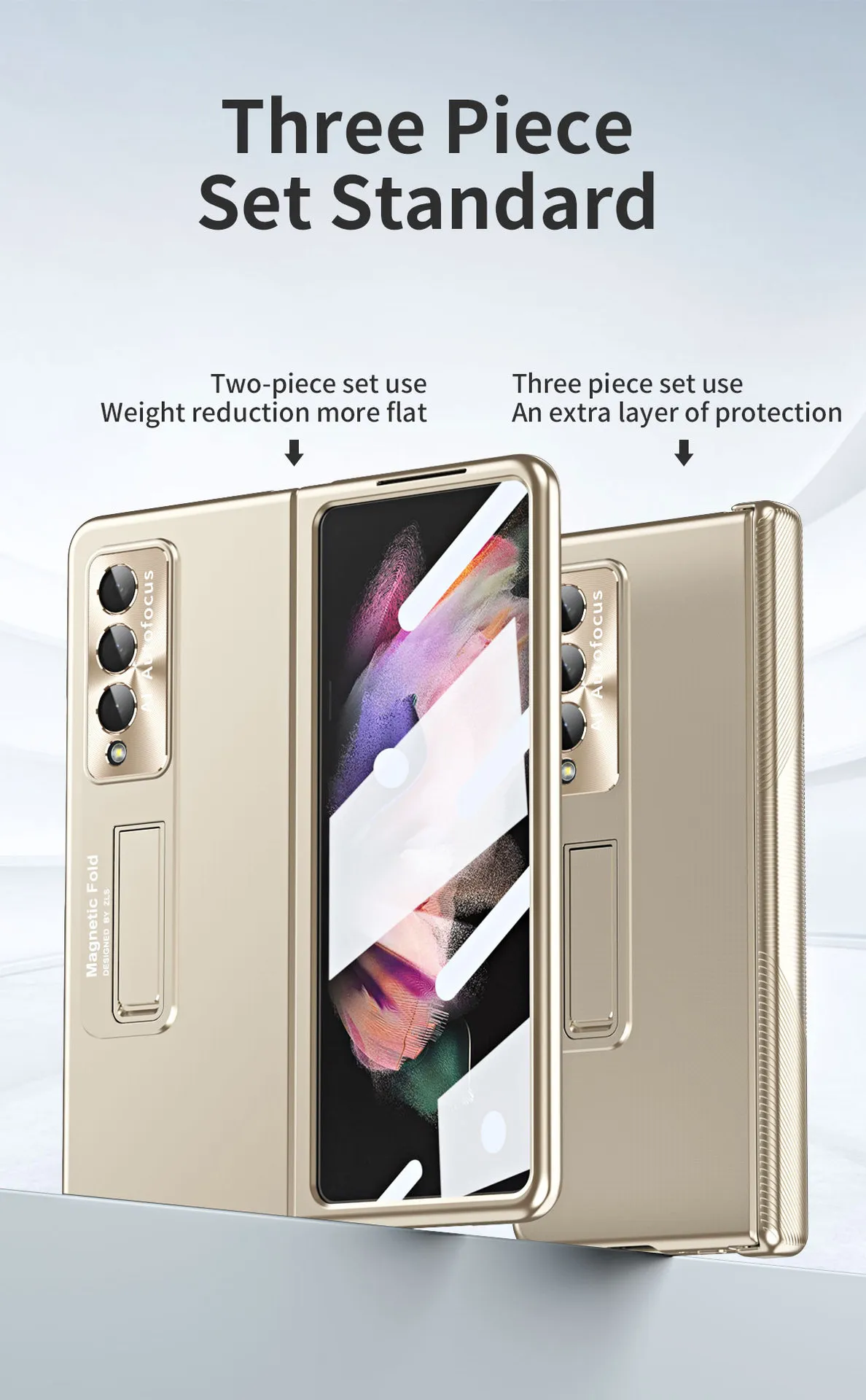 Samsung ZFold 4 Phone Case FOLD4 Magnetic Hinge Folding Protective Case W22 Electroplated Lens Film Leather Case