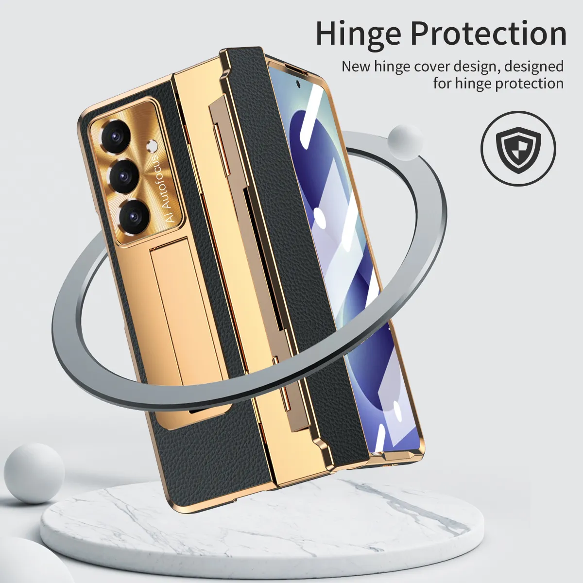 Samsung Zfold 8 Ultra phone case, FOLD8 foldable screen, flat hinge, vegan leather, drop-proof protective case.