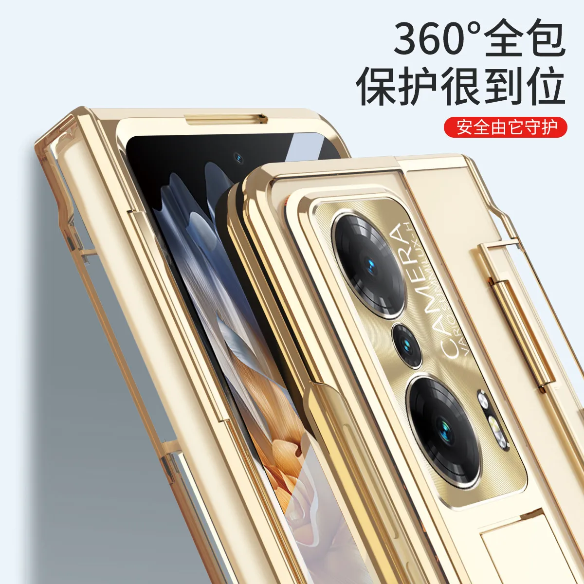 Compatible with Honor MagicVS phone case, flat folding pen slot transparent protective case, hinge full-coverage shockproof case, 5G