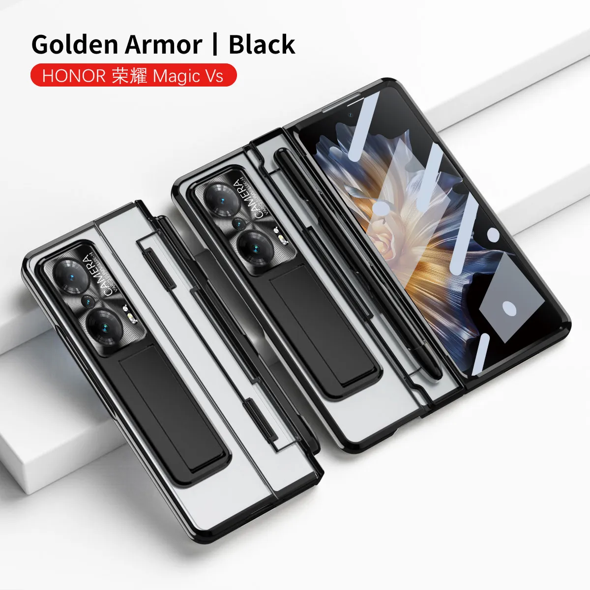 Compatible with Honor MagicVS phone case, flat folding pen slot transparent protective case, hinge full-coverage shockproof case, 5G