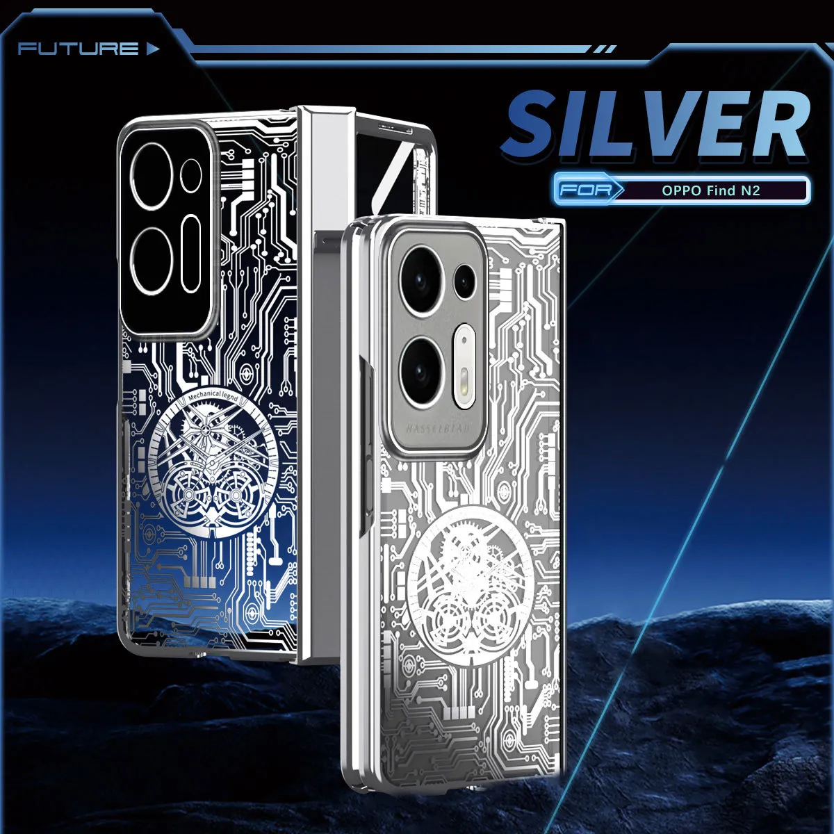 Compatible with OPPO Find N2 foldable phone case, magnetic hinge, electroplated texture, drop-proof protective case