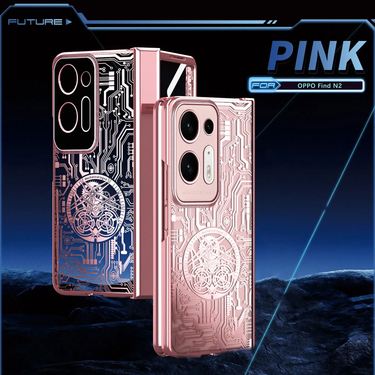 Compatible with OPPO Find N2 foldable phone case, magnetic hinge, electroplated texture, drop-proof protective case