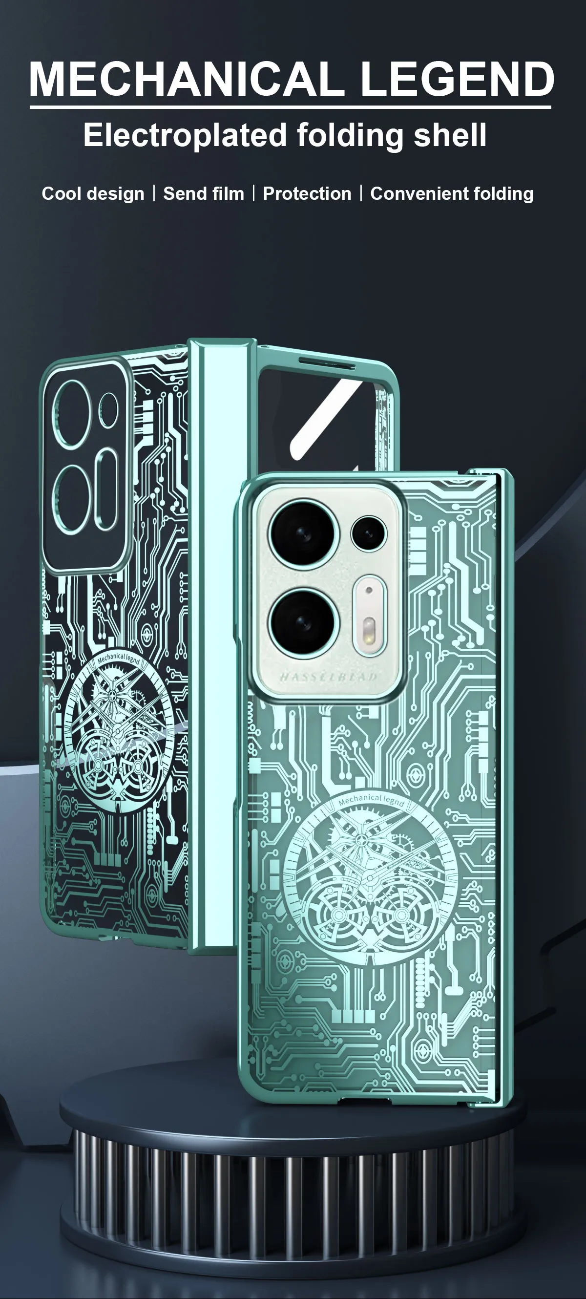 Compatible with OPPO Find N2 foldable phone case, magnetic hinge, electroplated texture, drop-proof protective case