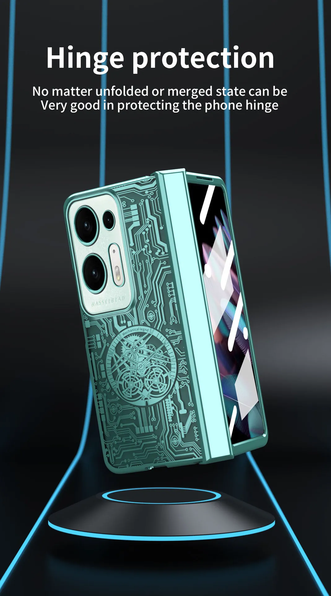 Compatible with OPPO Find N2 foldable phone case, magnetic hinge, electroplated texture, drop-proof protective case