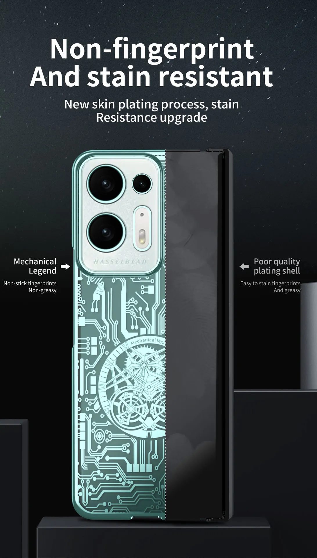 Compatible with OPPO Find N2 foldable phone case, magnetic hinge, electroplated texture, drop-proof protective case